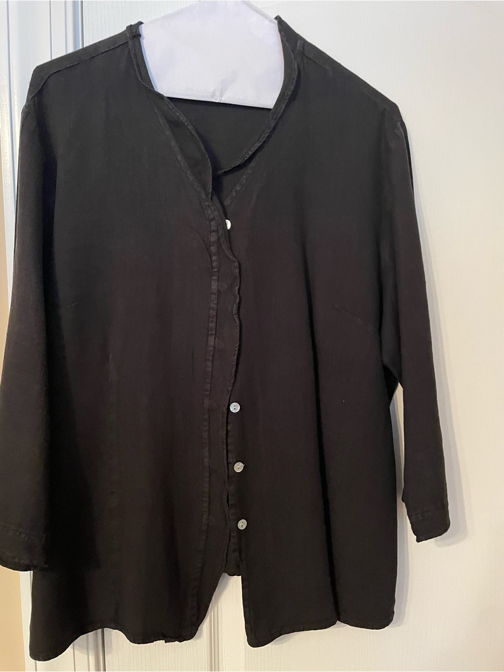 Black Button-Front Lightweight Shirt